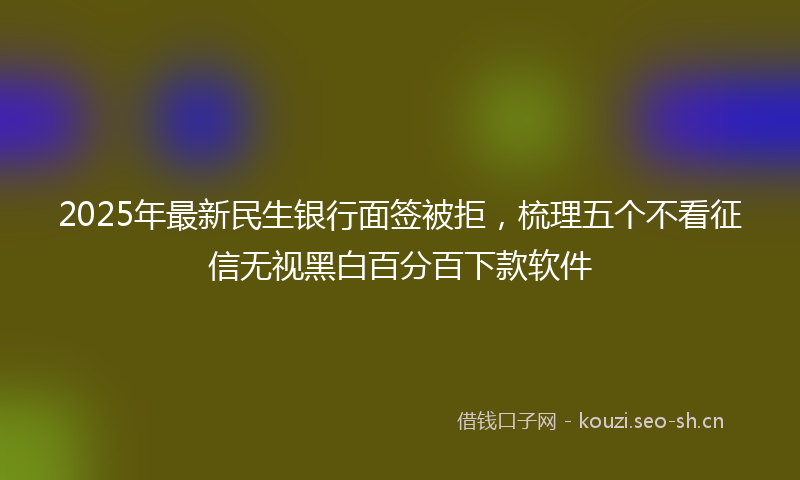 2025年最新民生银行面签被拒，梳理五个不看征信无视黑白百分百下款软件