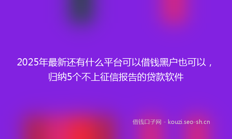2025年最新还有什么平台可以借钱黑户也可以，归纳5个不上征信报告的贷款软件