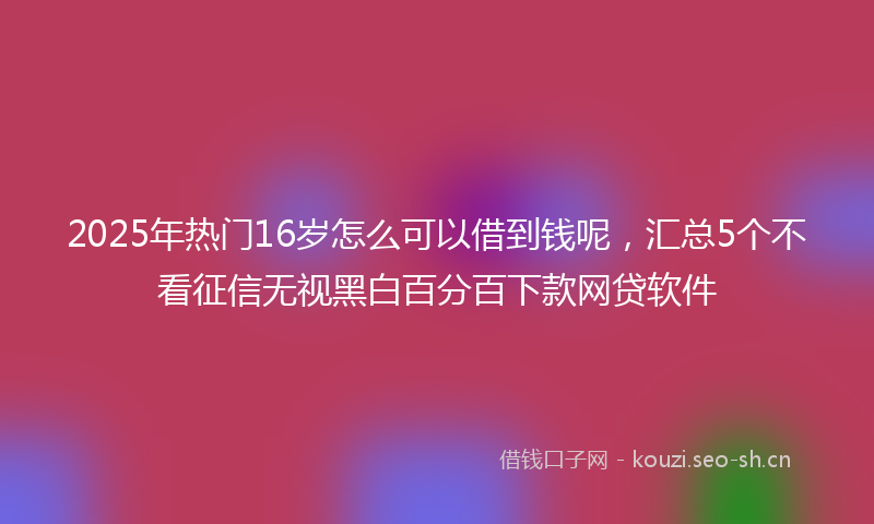 2025年热门16岁怎么可以借到钱呢，汇总5个不看征信无视黑白百分百下款网贷软件