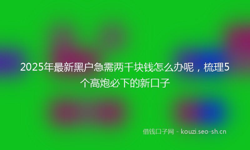 2025年最新黑户急需两千块钱怎么办呢，梳理5个高炮必下的新口子