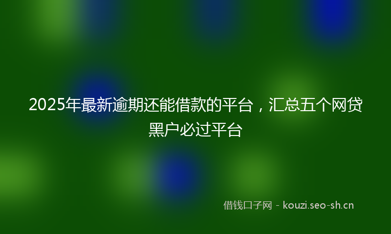 2025年最新逾期还能借款的平台，汇总五个网贷黑户必过平台