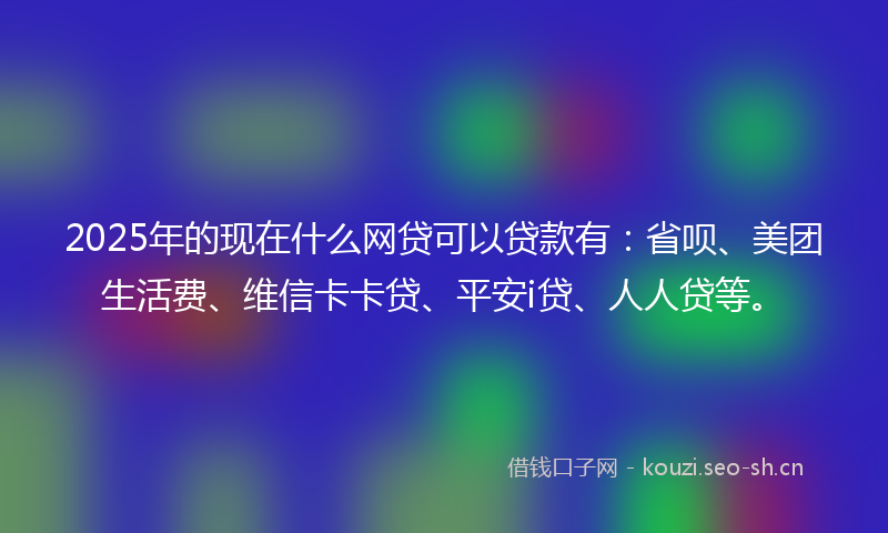 2025年的现在什么网贷可以贷款有：省呗、美团生活费、维信卡卡贷、平安i贷、人人贷等。