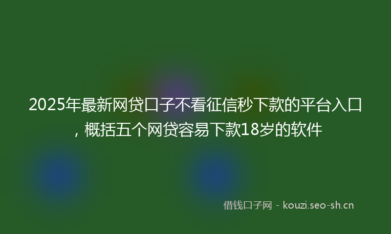 2025年最新网贷口子不看征信秒下款的平台入口，概括五个网贷容易下款18岁的软件