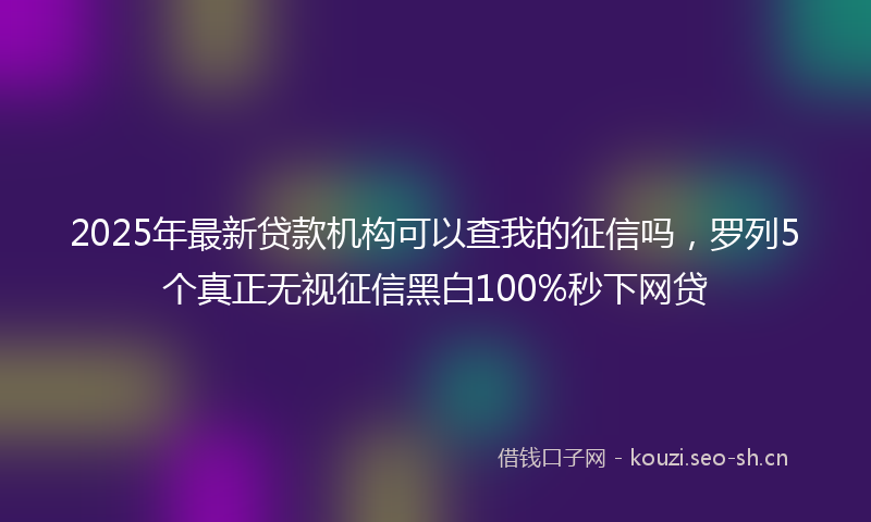 2025年最新贷款机构可以查我的征信吗，罗列5个真正无视征信黑白100%秒下网贷