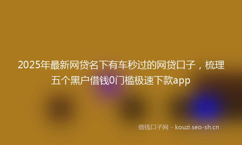 2025年最新网贷名下有车秒过的网贷口子，梳理五个黑户借钱0门槛极速下款app