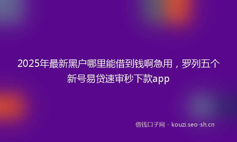 2025年最新黑户哪里能借到钱啊急用，罗列五个新号易贷速审秒下款app