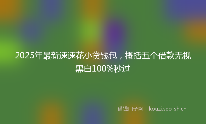 2025年最新速速花小贷钱包，概括五个借款无视黑白100%秒过