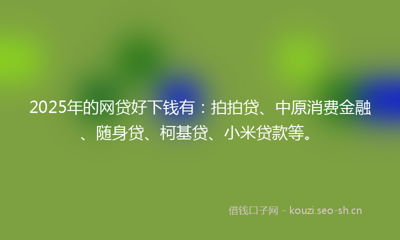 2025年的网贷好下钱有：拍拍贷、中原消费金融、随身贷、柯基贷、小米贷款等。