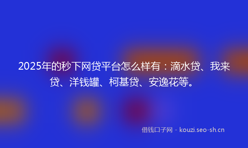 2025年的秒下网贷平台怎么样有：滴水贷、我来贷、洋钱罐、柯基贷、安逸花等。