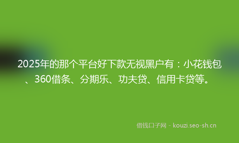 2025年的那个平台好下款无视黑户有：小花钱包、360借条、分期乐、功夫贷、信用卡贷等。