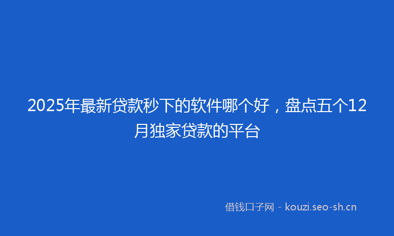 2025年最新贷款秒下的软件哪个好，盘点五个12月独家贷款的平台