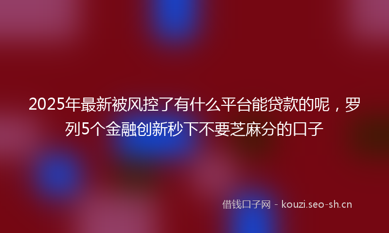 2025年最新被风控了有什么平台能贷款的呢，罗列5个金融创新秒下不要芝麻分的口子