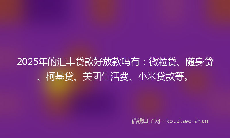 2025年的汇丰贷款好放款吗有：微粒贷、随身贷、柯基贷、美团生活费、小米贷款等。