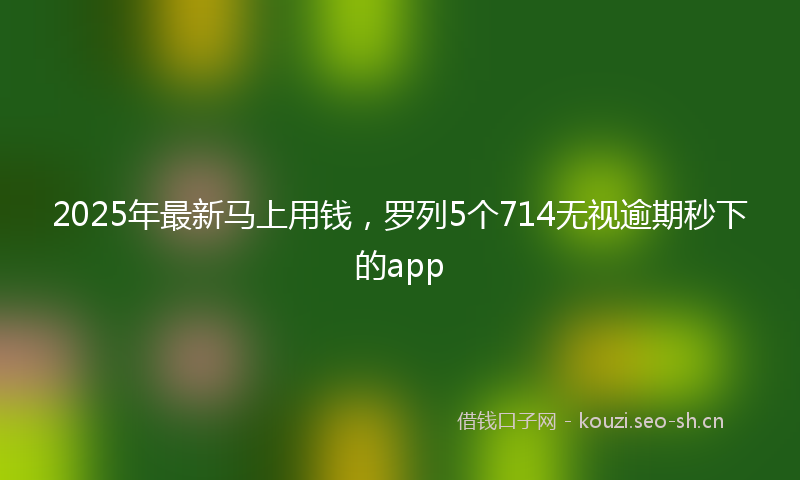 2025年最新马上用钱，罗列5个714无视逾期秒下的app