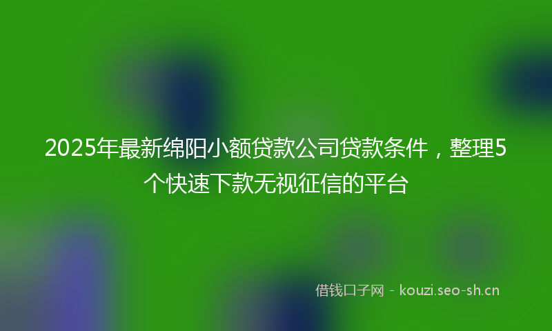 2025年最新绵阳小额贷款公司贷款条件，整理5个快速下款无视征信的平台