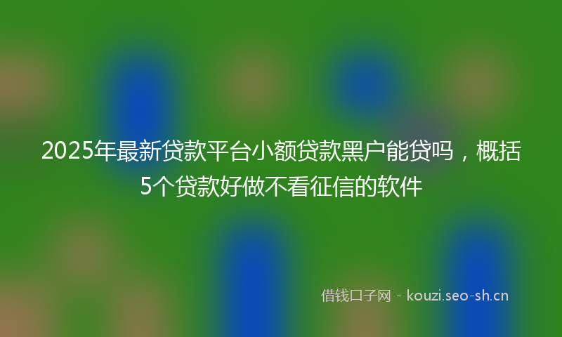 2025年最新贷款平台小额贷款黑户能贷吗，概括5个贷款好做不看征信的软件