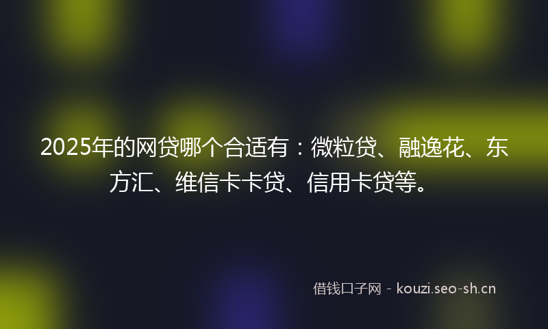 2025年的网贷哪个合适有：微粒贷、融逸花、东方汇、维信卡卡贷、信用卡贷等。