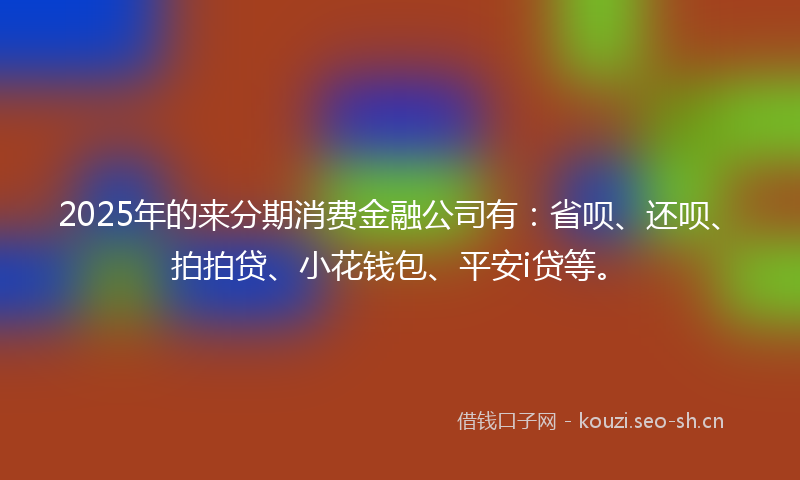 2025年的来分期消费金融公司有：省呗、还呗、拍拍贷、小花钱包、平安i贷等。