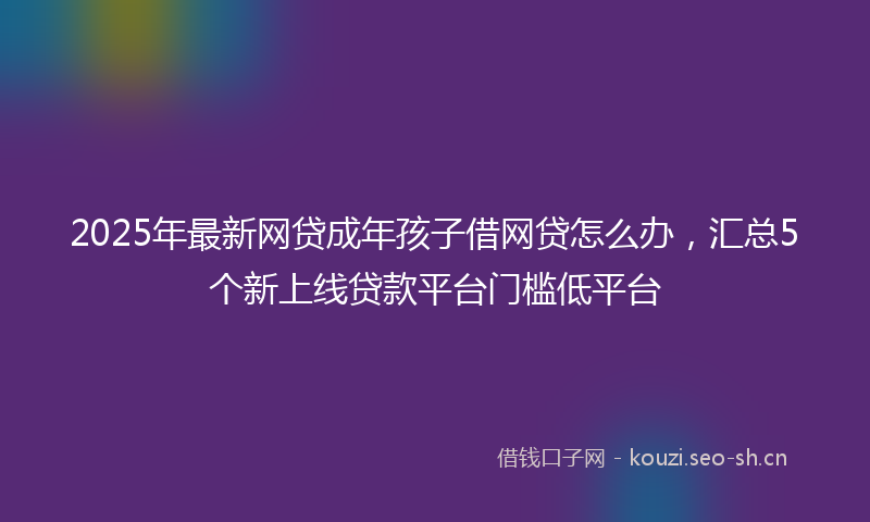 2025年最新网贷成年孩子借网贷怎么办，汇总5个新上线贷款平台门槛低平台