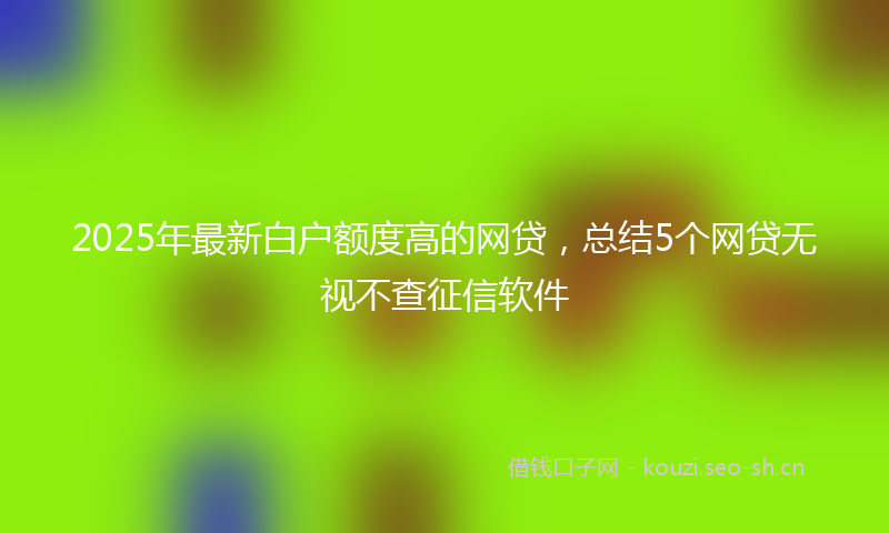 2025年最新白户额度高的网贷，总结5个网贷无视不查征信软件