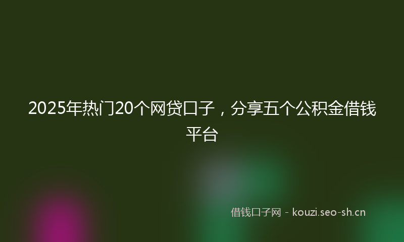 2025年热门20个网贷口子，分享五个公积金借钱平台