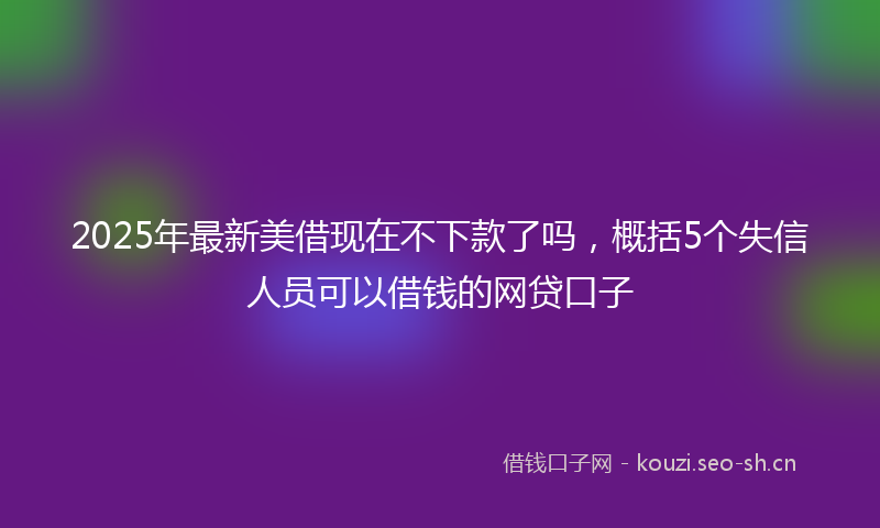 2025年最新美借现在不下款了吗，概括5个失信人员可以借钱的网贷口子