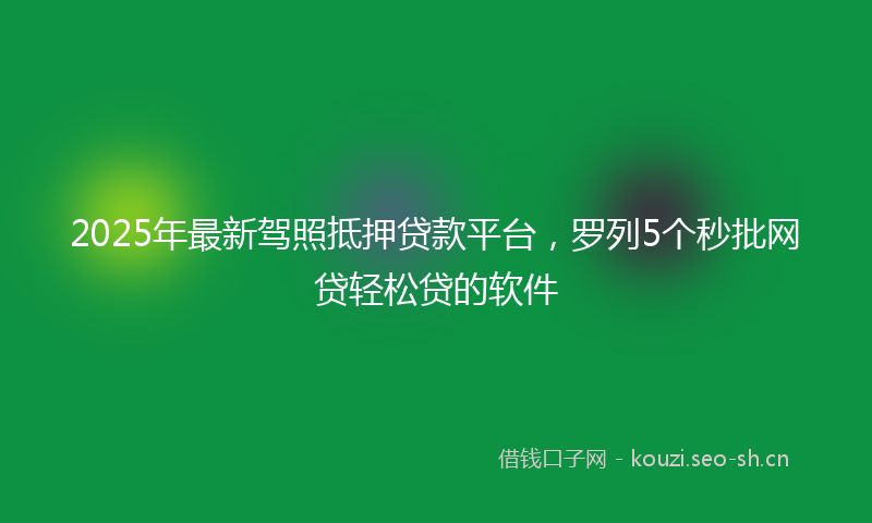 2025年最新驾照抵押贷款平台，罗列5个秒批网贷轻松贷的软件