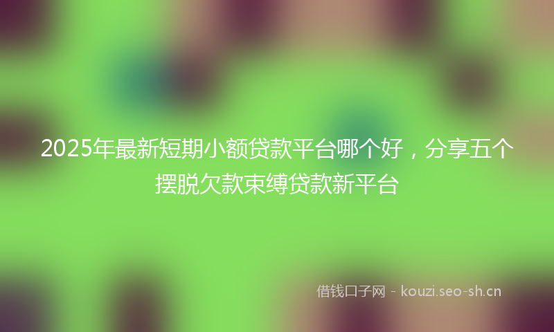 2025年最新短期小额贷款平台哪个好，分享五个摆脱欠款束缚贷款新平台