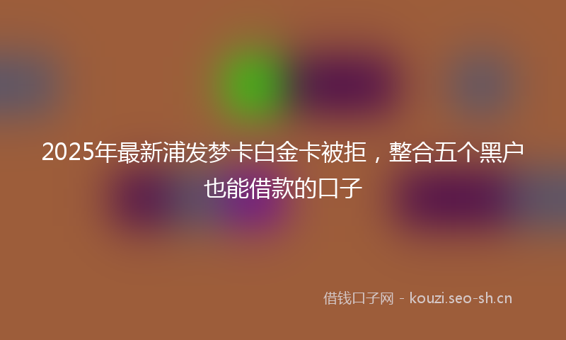 2025年最新浦发梦卡白金卡被拒，整合五个黑户也能借款的口子