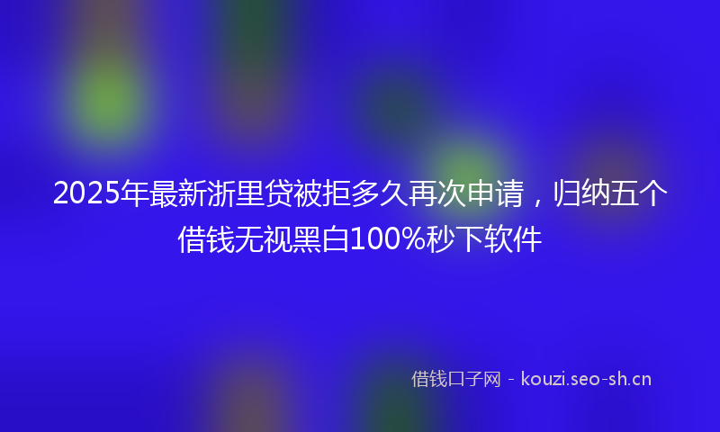 2025年最新浙里贷被拒多久再次申请，归纳五个借钱无视黑白100%秒下软件