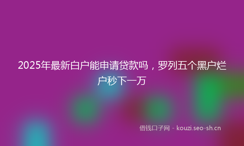 2025年最新白户能申请贷款吗，罗列五个黑户烂户秒下一万