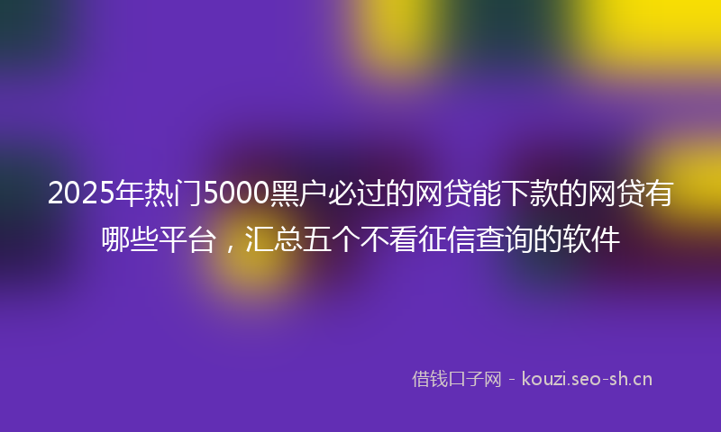 2025年热门5000黑户必过的网贷能下款的网贷有哪些平台，汇总五个不看征信查询的软件
