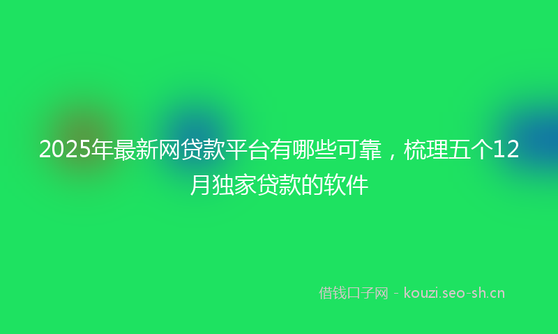 2025年最新网贷款平台有哪些可靠，梳理五个12月独家贷款的软件