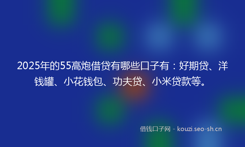 2025年的55高炮借贷有哪些口子有：好期贷、洋钱罐、小花钱包、功夫贷、小米贷款等。