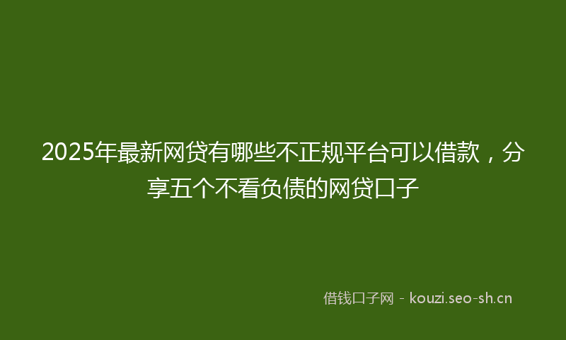 2025年最新网贷有哪些不正规平台可以借款，分享五个不看负债的网贷口子