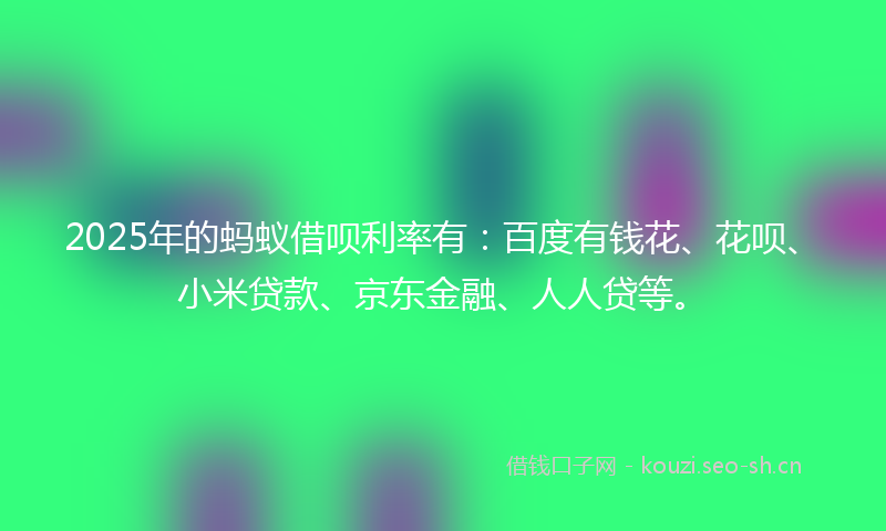 2025年的蚂蚁借呗利率有:百度有钱花、花呗、小米贷款、京东金融、人人贷等。