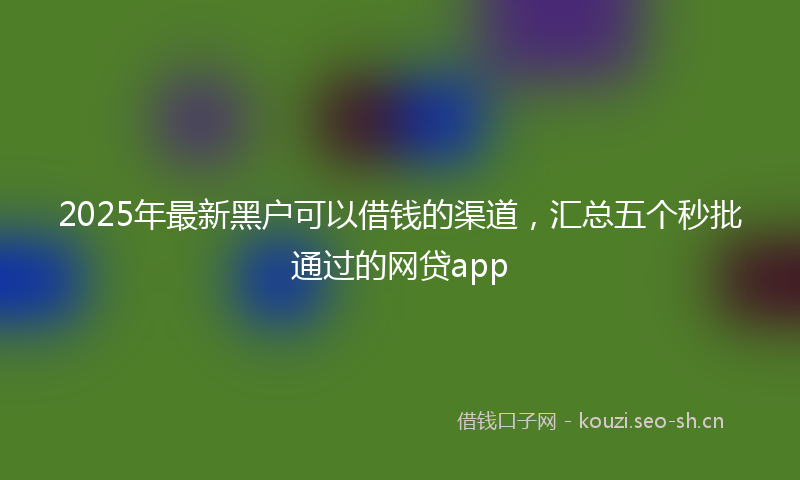 2025年最新黑户可以借钱的渠道，汇总五个秒批通过的网贷app