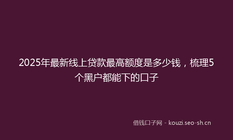 2025年最新线上贷款最高额度是多少钱，梳理5个黑户都能下的口子