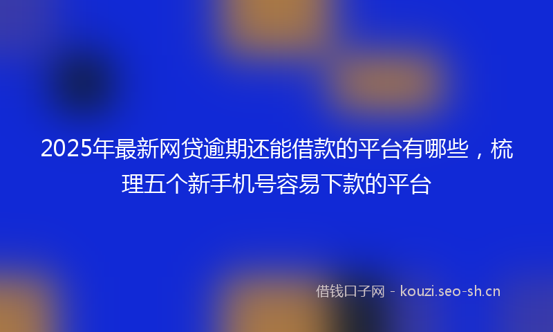 2025年最新网贷逾期还能借款的平台有哪些，梳理五个新手机号容易下款的平台
