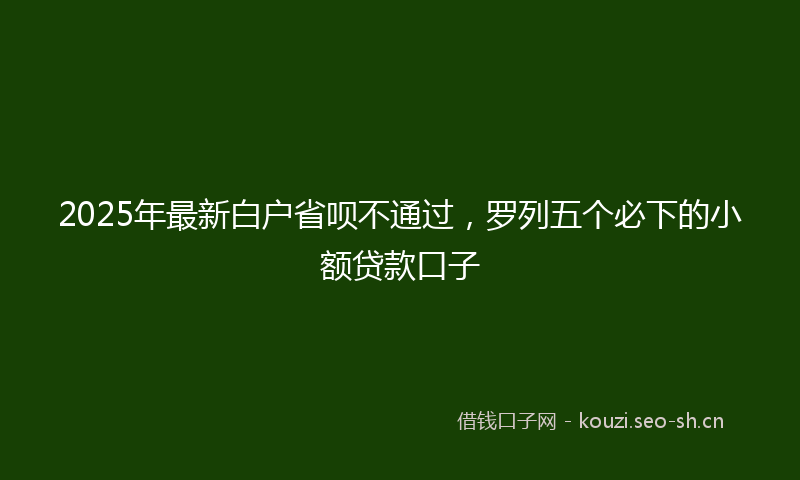 2025年最新白户省呗不通过，罗列五个必下的小额贷款口子