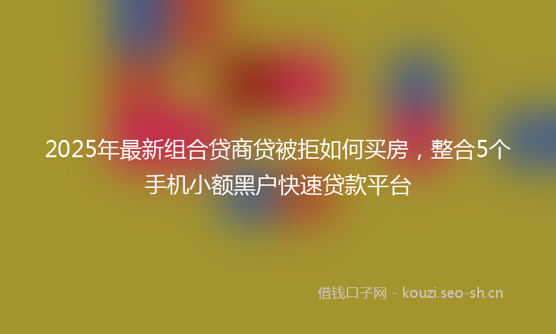 2025年最新组合贷商贷被拒如何买房，整合5个手机小额黑户快速贷款平台