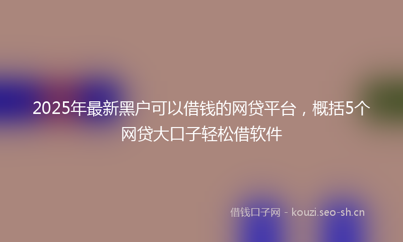 2025年最新黑户可以借钱的网贷平台，概括5个网贷大口子轻松借软件