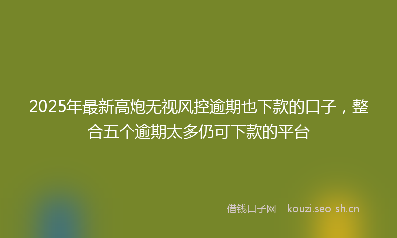 2025年最新高炮无视风控逾期也下款的口子，整合五个逾期太多仍可下款的平台