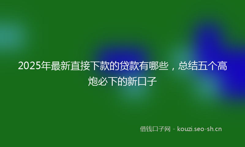 2025年最新直接下款的贷款有哪些，总结五个高炮必下的新口子