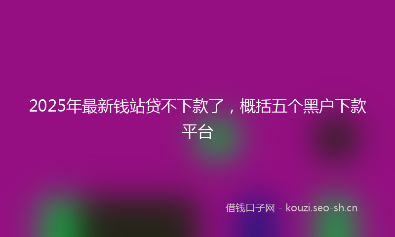 2025年最新钱站贷不下款了，概括五个黑户下款平台