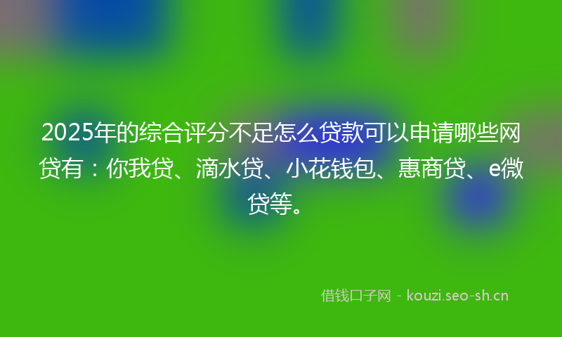 2025年的综合评分不足怎么贷款可以申请哪些网贷有：你我贷、滴水贷、小花钱包、惠商贷、e微贷等。