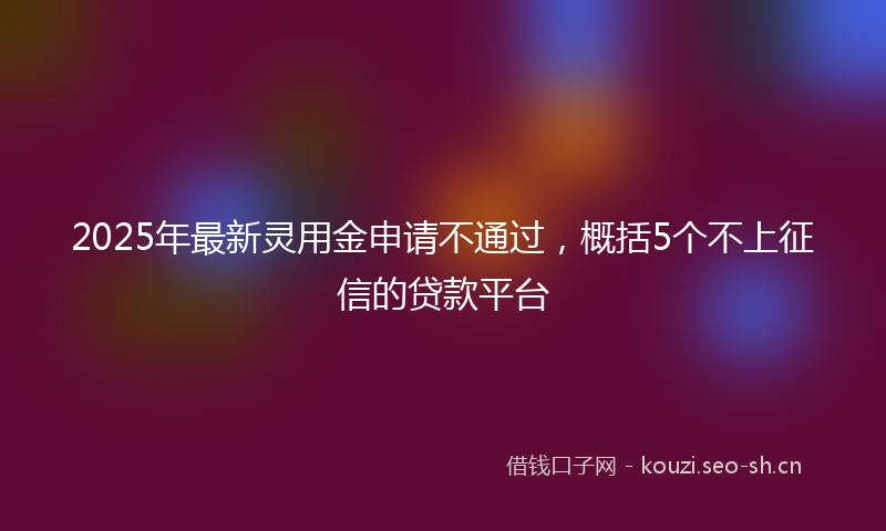2025年最新灵用金申请不通过，概括5个不上征信的贷款平台