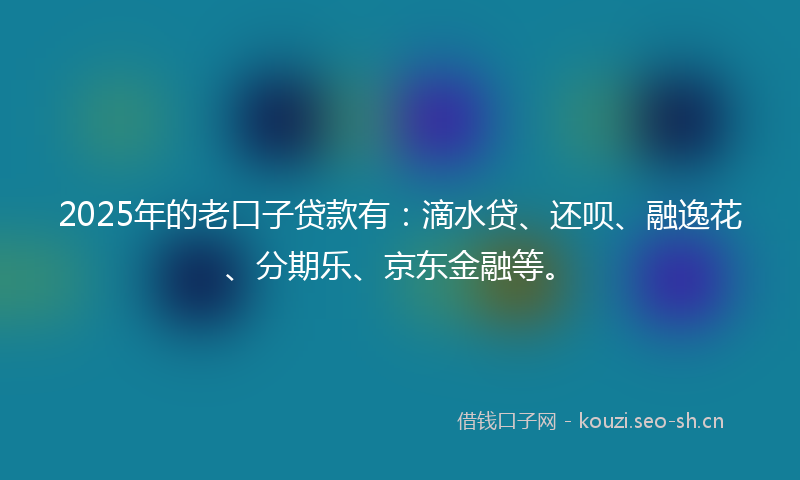 2025年的老口子贷款有：滴水贷、还呗、融逸花、分期乐、京东金融等。