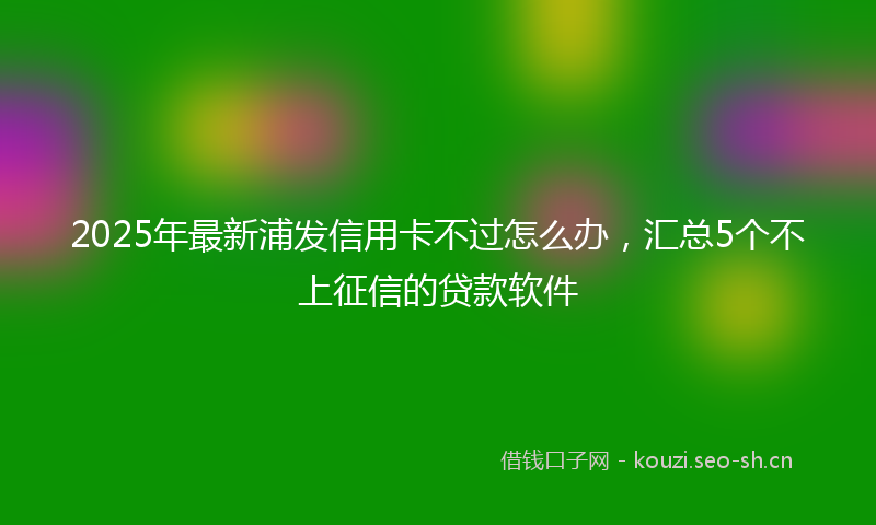 2025年最新浦发信用卡不过怎么办，汇总5个不上征信的贷款软件