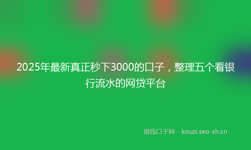 2025年最新真正秒下3000的口子，整理五个看银行流水的网贷平台